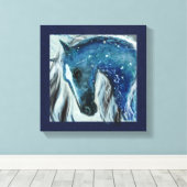 ブルースペックルホースアートオンキャンバスプリント キャンバスプリント (インサイチュ (ウッドフロア))