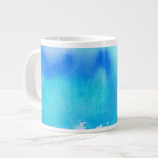 ブルースポット、水彩抽象芸術ハンド ジャンボコーヒーマグカップ (正面左)