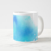 ブルースポット、水彩抽象芸術ハンド ジャンボコーヒーマグカップ (正面右)