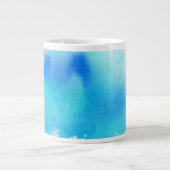 ブルースポット、水彩抽象芸術ハンド ジャンボコーヒーマグカップ (正面)