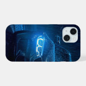 ブルースポーツカーナイトレインホンケース iPhone 15ケース (裏面横)