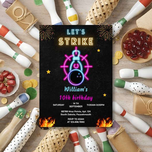 ブルースポーツクールボーリング10誕生日 招待状