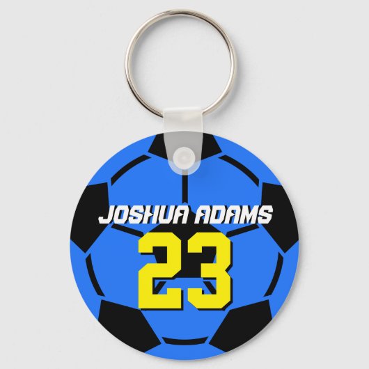 ブルースポーツチームサッカーボールキーチェーン キーホルダー (正面)
