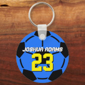 ブルースポーツチームサッカーボールキーチェーン キーホルダー (正面)