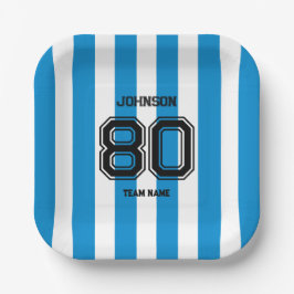 ブルースポーツチーム名前をカスタムするナンバーチームゲーメディ ペーパープレート