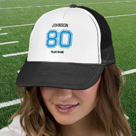 ブルースポーツチーム名前をカスタムする、ナンバーチームブラック キャップ