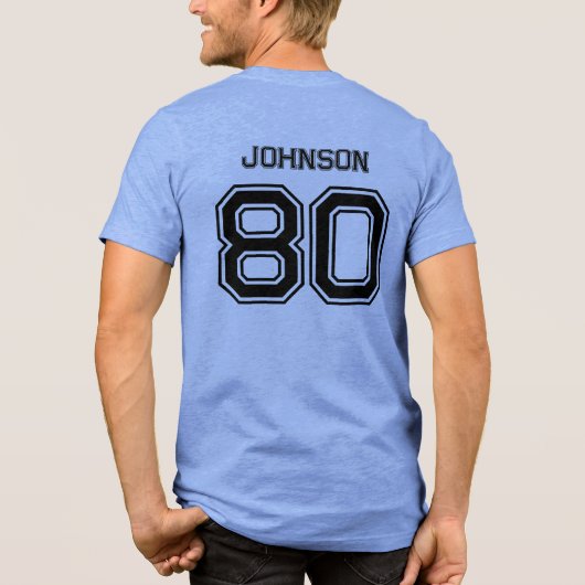 ブルースポーツチーム名前をカスタムする、ナンバーチームレッド トライブレンドTシャツ (裏面)