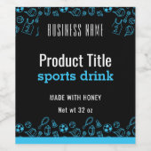 ブルースポーツテーマブラックラベル/ 3.5 x 4インチ ワインラベル (シングルラベル)