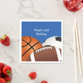 ブルースポーツテーマ誕生日紙プレート スタンダードカクテルナプキン (インサイチュ)