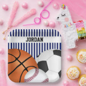 ブルースポーツテーマ誕生日紙プレート ペーパープレート (パーティー)