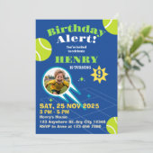 ブルースポーティテニスボール子供の誕生日パーティー 招待状 (スタンド正面)