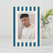 ブルースポーティーストライプス2 フォト 卒業式 案内状 (スタンド正面)