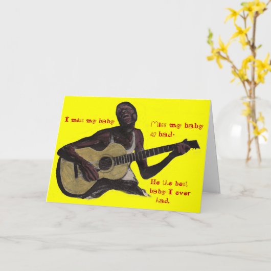 ブルースマン恋しく思私のベビーの夫のボーイフレンド男 カード (黄色い花)