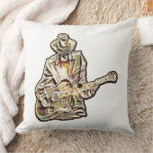 ブルースミュージシャンとハット感じ – 音楽 クッション (ブランケット)