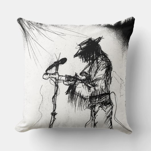 ブルースミュージックギタープレーヤーとバンドオンステージ クッション (正面)