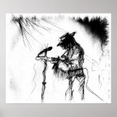 ブルースミュージックギタープレーヤーとバンドオンステージ ポスター (正面)