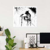 ブルースミュージックギタープレーヤーとバンドオンステージ ポスター (ホームオフィス)