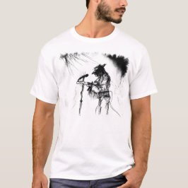 ブルースミュージックライブバンドギタースケッチアート Tシャツ