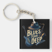 ブルースミュージックレトロエステティックヴィンテージジャズ キーホルダー (正面)