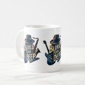 ブルースミュージックレトロエステティックヴィンテージジャズ コーヒーマグカップ (正面左)