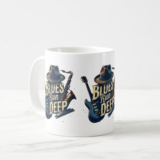 ブルースミュージックレトロエステティックヴィンテージジャズ コーヒーマグカップ (正面左)