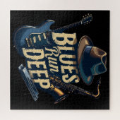 ブルースミュージックレトロエステティックヴィンテージジャズ ジグソーパズル (横)