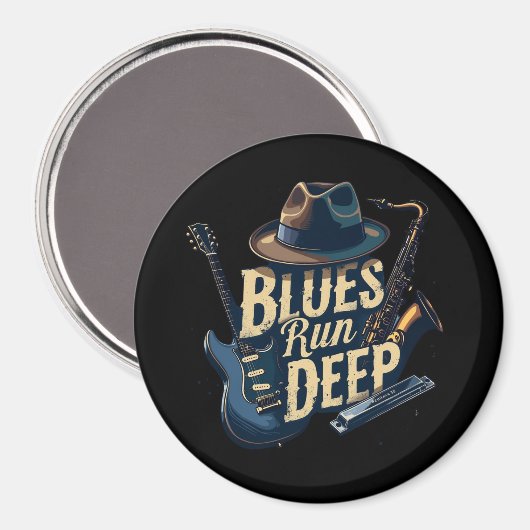 ブルースミュージックレトロエステティックヴィンテージジャズ マグネット (正面/裏面)