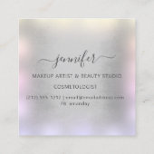 ブルースモークグレーグラデーションプロフェッショナルメイクアップ スクエア名刺 (裏面)