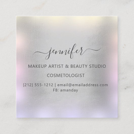ブルースモークグレーグラデーションプロフェッショナルメイクアップ スクエア名刺 (裏面)