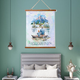 ブルースモークマウンテンクラウドレイク魚釣りファーザーズ 吊り下げ型タペストリー