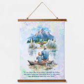 ブルースモークマウンテンクラウドレイク魚釣りファーザーズ 吊り下げ型タペストリー (正面)