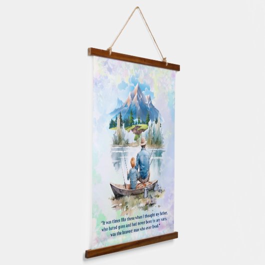 ブルースモークマウンテンクラウドレイク魚釣りファーザーズ 吊り下げ型タペストリー (傾斜あり)