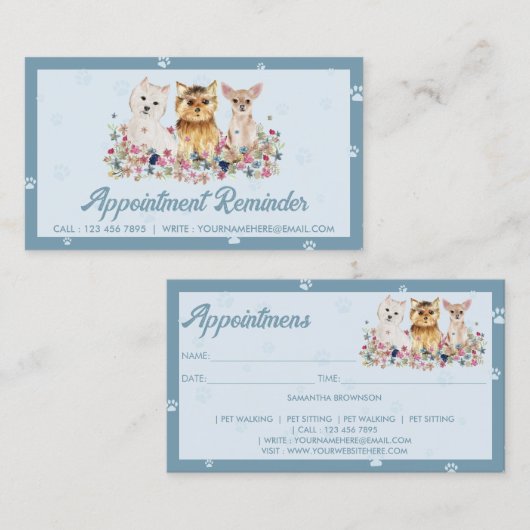 ブルースモールドッグズポーペットシッターアポイントメント 名刺 (正面/裏面)