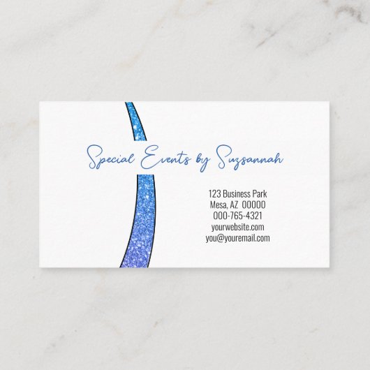 ブルースライバフェイクーグリッター写真QRプロフェッショナル 名刺 (裏面)