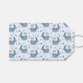 ブルースリーピングベビーベアオンムーンクラウド&スターズ ギフトタグ