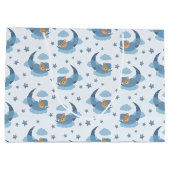 ブルースリーピングベビーベアオンムーンクラウド&スターズ ラージペーパーバッグ (裏面)