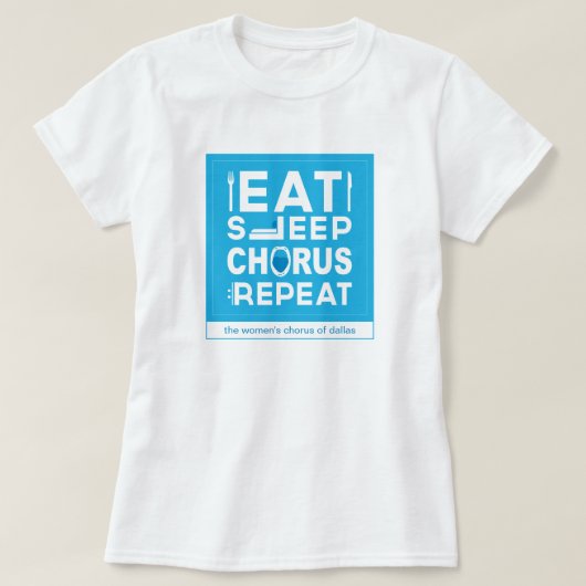 ブルースリープ食べコーラスリピートのブロック Tシャツ (デザイン正面)