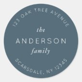 ブルースレート ファミリー ネーム 返送先住所 モダン ラウンドシール (正面)