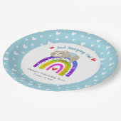 ブルースロッツボーホレインボーモダンボーボーイベビーシャワー ペーパープレート (アングル)