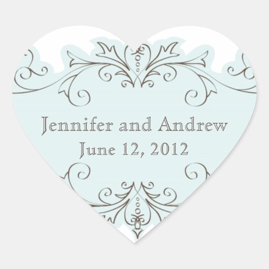 ブルースワーズ結婚式の引き出物シール ハートシール (正面)