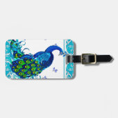 ブルースワールと縁どピーコックデザイン ラゲッジタグ (正面横)