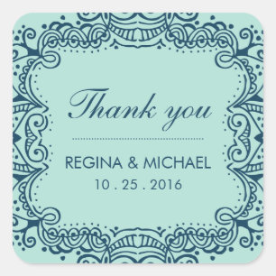 ブルースワールカール結婚式の引き出物サンキューステッカー スクエアシール