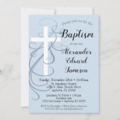 ブルースワールクロスバプテスマ招待状ボーイズ 招待状 (正面)