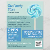 ブルースワール棒つきキャンデー、製菓供給の広告 チラシ (正面)