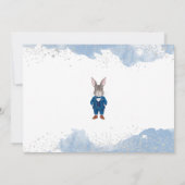 ブルースーツの男の子の誕生日パーティーにダッパー・バニー 招待状 (裏面)