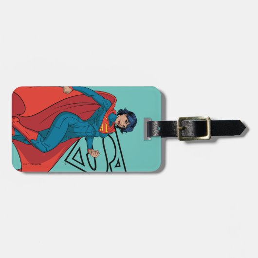ブルースーツを着たスーパーガール ラゲッジタグ (正面横)