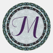 ブルース万華鏡のように千変万化するパターンモノグラムラウンドステッカー、光沢 ラウンドシール (正面)