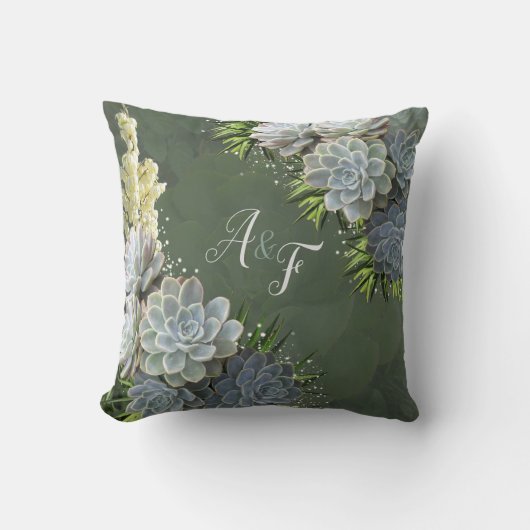 ブルース淡い色のとグリーンの結婚吸汁色 クッション (正面)