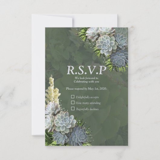 ブルース淡い色のの多肉眼 出欠カード (正面)