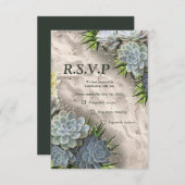 ブルース淡い色のの多肉眼 出欠カード (正面/裏面)